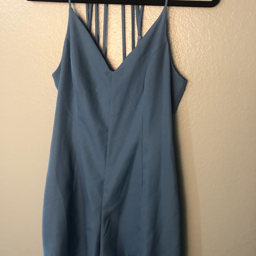 Blue Strappy V Neck Romper
